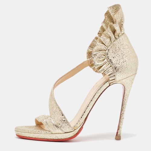 Christian Louboutin Gold Texture Leather Ruffle Embellishment Sandals Size 37 - Christian Louboutin - Modalova