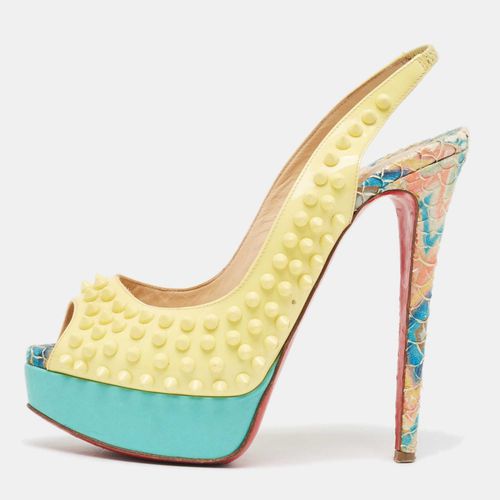 Christian Louboutin Yellow Patent Leather Lady Peep Spike Slingback Pumps Size 37 - Christian Louboutin - Modalova