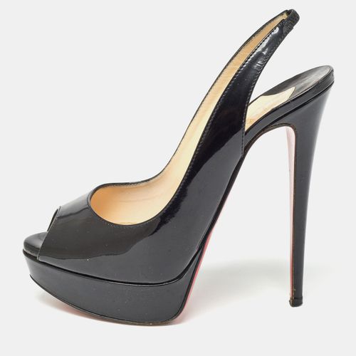 Christian Louboutin Black Patent Leather Lady Peep Slingback Pumps Size 38.5 - Christian Louboutin - Modalova