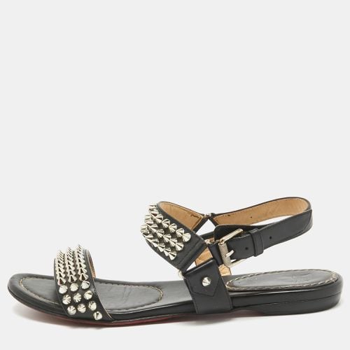 Christian Louboutin Black Leather Bikee Bike Spikes Flat Sandals Size 37 - Christian Louboutin - Modalova