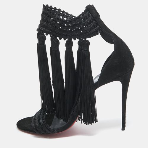 Christian Louboutin Black Lace and Suede Palma Macrame Sandals Size 40 - Christian Louboutin - Modalova