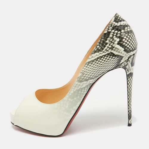 Christian Louboutin White/Grey Degrade Snakeskin Print Patent Leather New Very Prive Pumps Size 40.5 - Christian Louboutin - Modalova