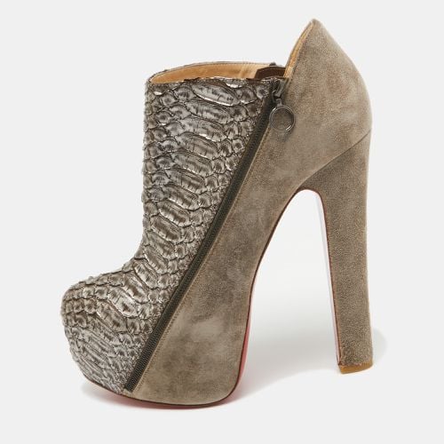 Christian Louboutin Metallic Python and Suede 4A Booties Size 38.5 - Christian Louboutin - Modalova