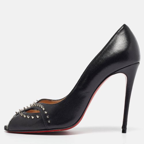 Christian Louboutin Black Leather Cagouletta Spike Cut Out Peep Toe Pumps Size 37 - Christian Louboutin - Modalova