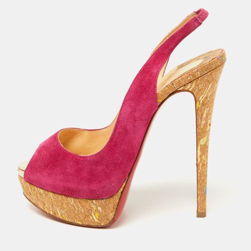 Christian Louboutin Pink Suede Lady Peep Slingback Pumps Size 38.5 - Christian Louboutin - Modalova