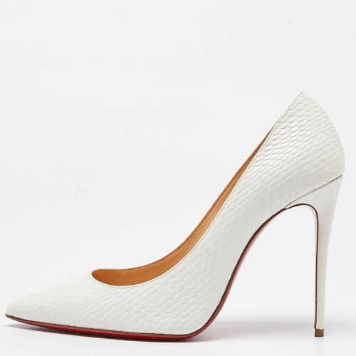 Christian Louboutin White Python Effect Leather Kate 100 Pointed Toe Pumps Size 37 - Christian Louboutin - Modalova