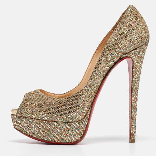 Christian Louboutin Gold Glitter Lady Peep Toe Pumps Size 36.5 - Christian Louboutin - Modalova