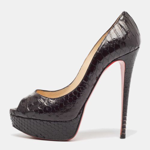 Christian Louboutin Black Python Leather Highness Peep Toe Platform Pumps Size 37.5 - Christian Louboutin - Modalova