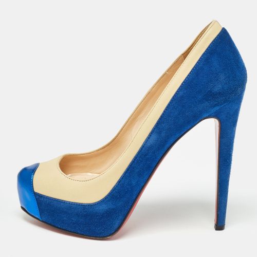 Christian Louboutin Blue/Light Yellow Suede and Leather Pumps Size 36 - Christian Louboutin - Modalova