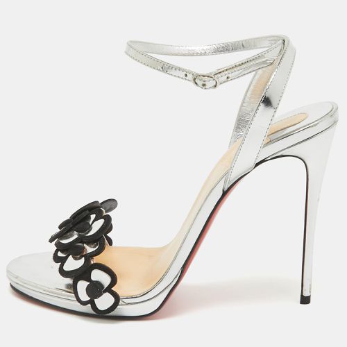 Christian Louboutin Silver Leather Pansy Queen Sandals Size 39.5 - Christian Louboutin - Modalova