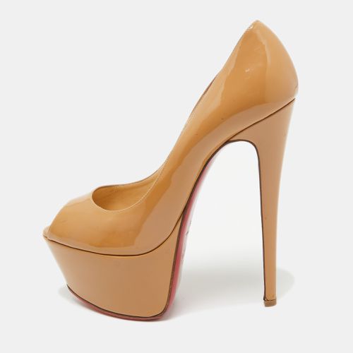 Christian Louboutin Beige Patent Leather Jamie Platform Pumps Size 39.5 - Christian Louboutin - Modalova