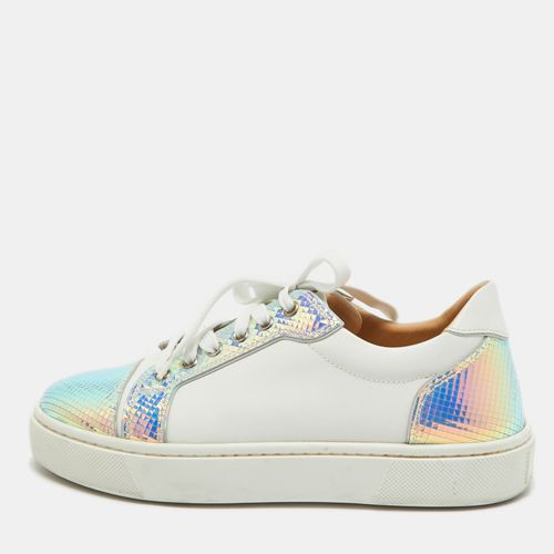 Christian Louboutin Two Tone Leather and Snakeskin Embossed Sneakers Size 39 - Christian Louboutin - Modalova