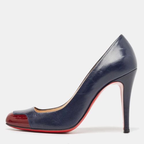 Christian Louboutin Navy Blue/Burgundy Leather and Patent Lady Grant Pumps Size 36 - Christian Louboutin - Modalova