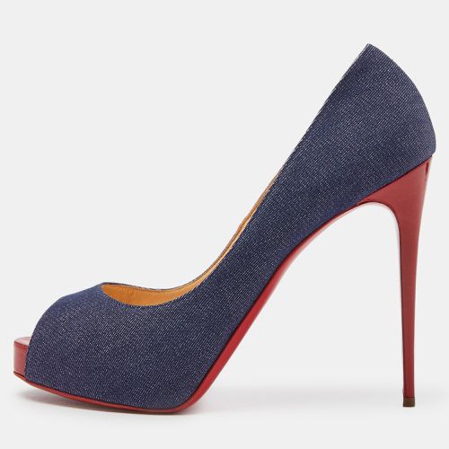 Christian Louboutin Blue Denim Very Prive Platform Peep Toe Platform Pumps Size 40 - Christian Louboutin - Modalova