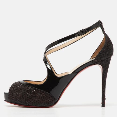 Christian Louboutin Black Patent Leather and Glitter Mira Bella Sandals Size 36.5 - Christian Louboutin - Modalova