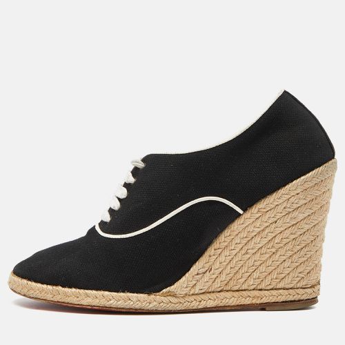 Christian Louboutin Black Canvas Lace Up Espadrille Wedge Sneakers Size 39 - Christian Louboutin - Modalova