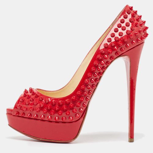 Christian Louboutin Red Patent Leather Lady Peep Spikes Pumps Size 39 - Christian Louboutin - Modalova