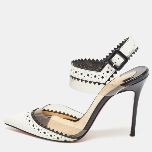 Christian Louboutin White/Black Leather and PVC Chouette Pumps Size 37 - Christian Louboutin - Modalova