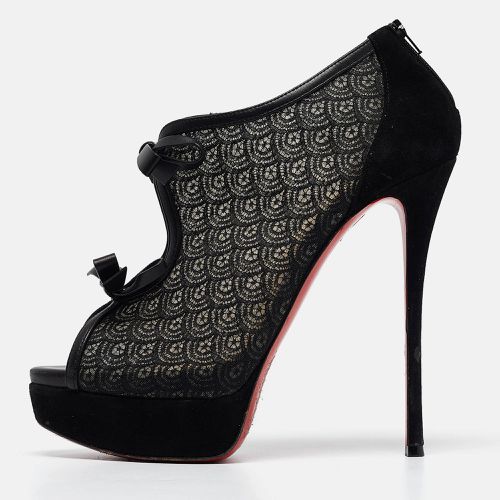 Christian Louboutin Black Lace and Suede Empiralta Booties Size 40 - Christian Louboutin - Modalova