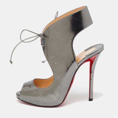 Christian Louboutin Silver Leather Allegra Peep-Toe Sandals Size 38.5 - Christian Louboutin - Modalova