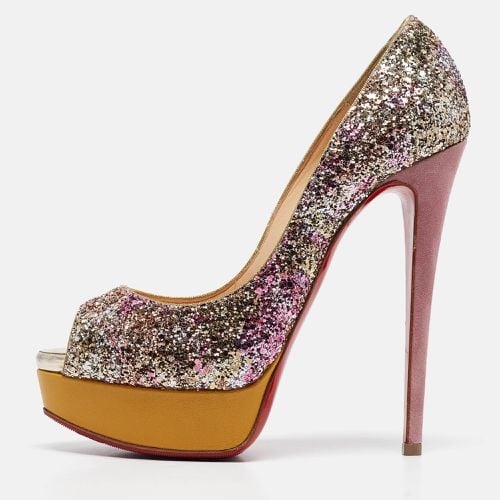 Pink Coarse Glitter Lady Peep Pumps Size 38.5 - Christian Louboutin - Modalova