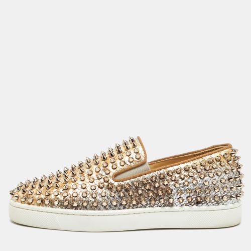 Christian Louboutin Beige/Brown Python Leather Roller Boat Slip On Sneakers Size 40 - Christian Louboutin - Modalova