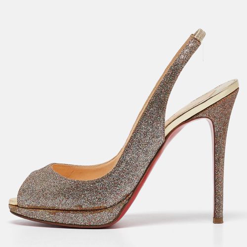 Christian Louboutin Metallic Glitter Platform Slingback Sandals Size 37 - Christian Louboutin - Modalova