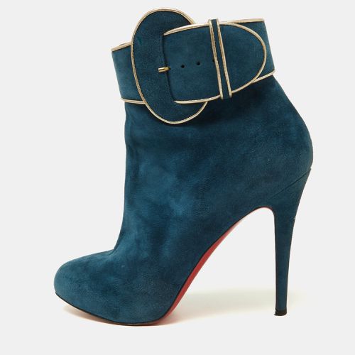 Christian Louboutin Blue Suede Trottinette Ankle Boots Size 41 - Christian Louboutin - Modalova