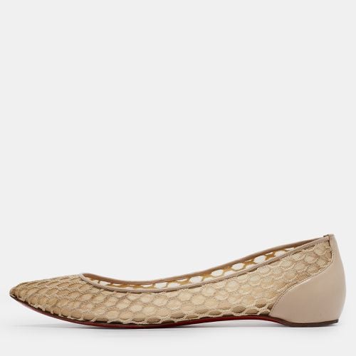 Christian Louboutin Beige Leather and Mesh Pigaresille Ballet Flats Size 38 - Christian Louboutin - Modalova