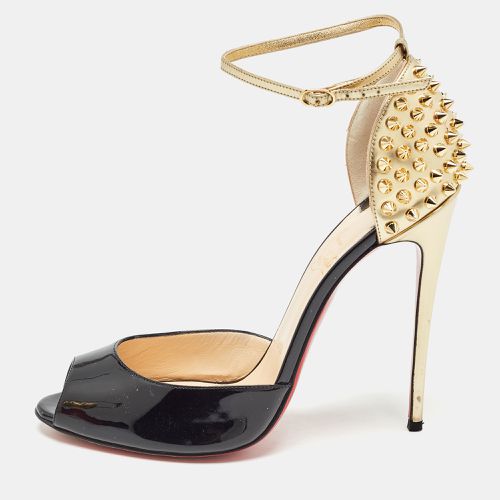 Christian Louboutin Black/Gold Patent Leather Pina Spike Sandals Size 39 - Christian Louboutin - Modalova