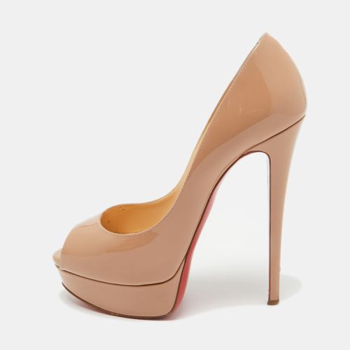 Christian Louboutin Beige Patent Leather Lady Peep Platform Pumps Size 38 - Christian Louboutin - Modalova