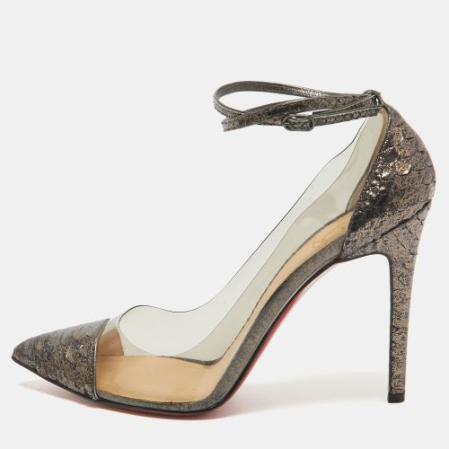 Christian Louboutin Grey PVC and Python Leather Un bout rond Ankle Wrap Pumps Size 40.5 - Christian Louboutin - Modalova