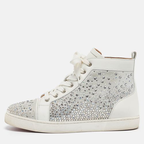 Christian Louboutin White/Grey Leather Crystal Embellished High Top Sneakers Size 38.5 - Christian Louboutin - Modalova