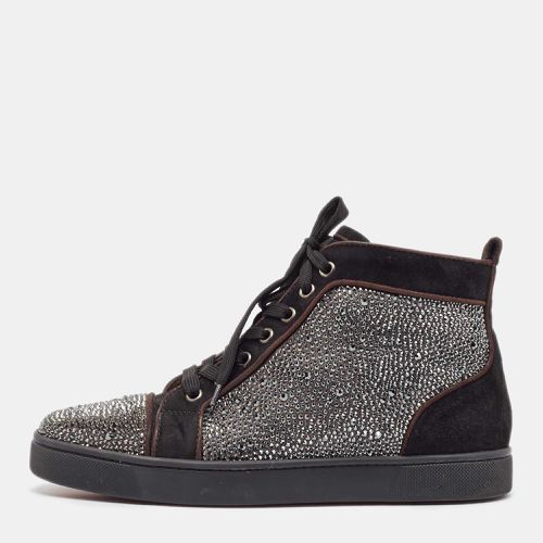 Christian Louboutin Black Suede Crystal Embellished Louis High Top Sneakers Size 39 - Christian Louboutin - Modalova