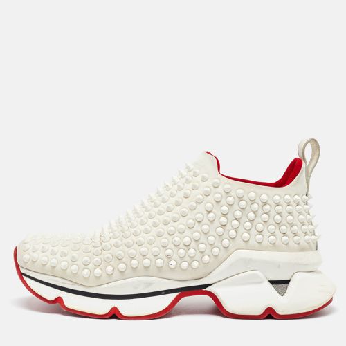 Christian Louboutin White Neoprene Spike Sock Slip On Platform Sneakers Size 38 - Christian Louboutin - Modalova