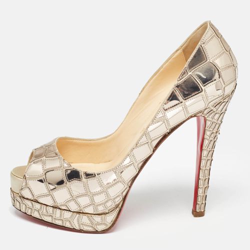 Christian Louboutin Gold Patent Leather Mirrored Very Galaxy Art Deco Pumps Size 37 - Christian Louboutin - Modalova