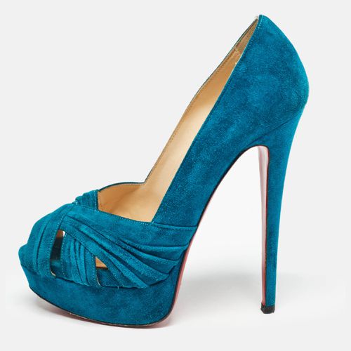 Christian Louboutin Blue Suede Aborina Peep Toe Pumps Size 36 - Christian Louboutin - Modalova