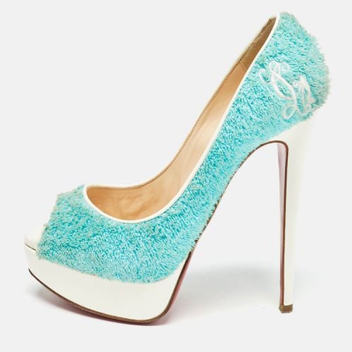 Christian Louboutin Blue Fur and Patent Terry Cloth Lady Peep Pumps Size 36 - Christian Louboutin - Modalova