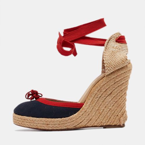 Christian Louboutin Tricolor Canvas Carino Plato Espadrille Wedge Pumps Size 38 - Christian Louboutin - Modalova