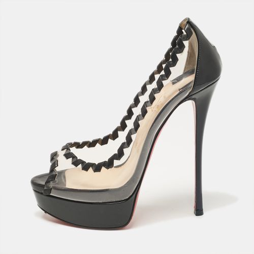 Christian Louboutin Transparent/Black PVC and Patent Fictoire Peep Toe Pumps Size 37 - Christian Louboutin - Modalova