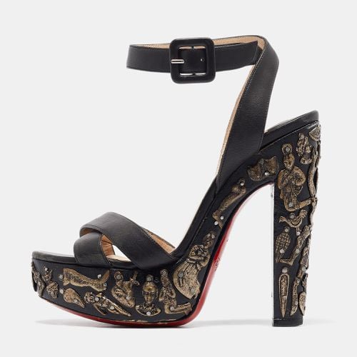 Christian Louboutin Black Leather Exvota Ankle Strap Sandals Size 37 - Christian Louboutin - Modalova