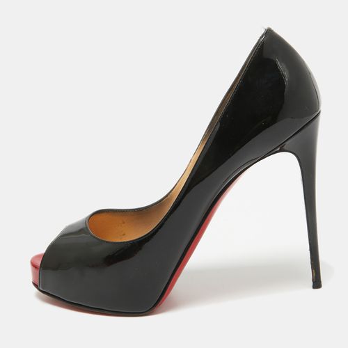 Christian Louboutin Black Patent Leather Very Prive Peep Toe Pumps Size 38.5 - Christian Louboutin - Modalova