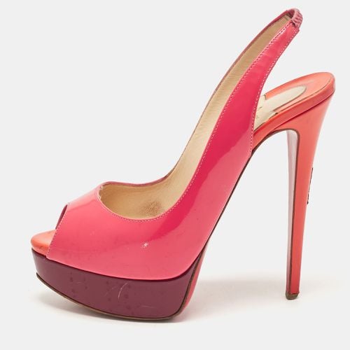 Christian Louboutin Pink Patent Leather Lady Peep Slingback Pumps Size 37 - Christian Louboutin - Modalova