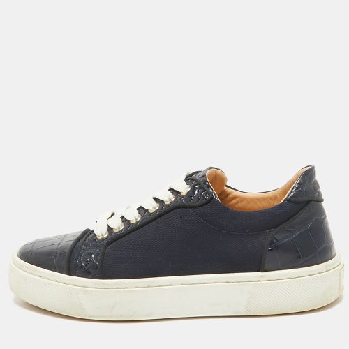 Christian Louboutin Navy Blue Canvas and Crocodile Leather Louis Sneakers Size 37.5 - Christian Louboutin - Modalova