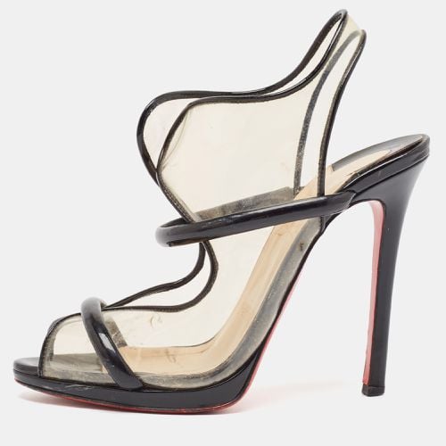 Christian Louboutin Black Patent and PVC Aqua Ronda Sandals Size 37 - Christian Louboutin - Modalova