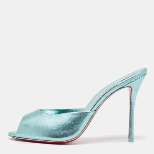 Christian Louboutin Metallic Blue Leather Me Dolly Slide Sandals Size 39.5 - Christian Louboutin - Modalova