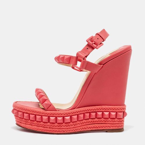 Christian Louboutin Coral Leather Pyraclou Wedge Sandals Size 36 - Christian Louboutin - Modalova