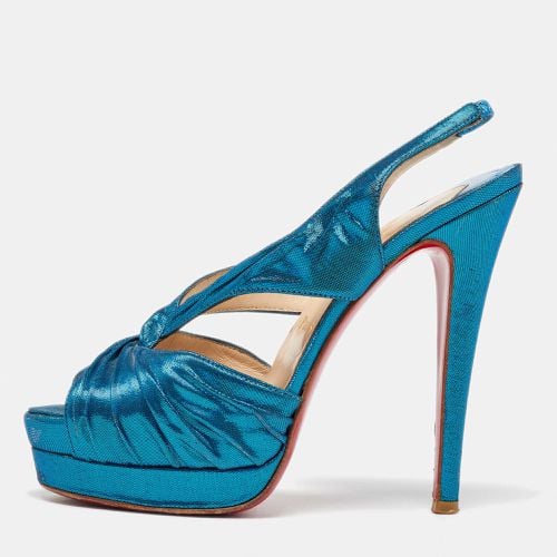 Christian Louboutin Blue Satin Pour Monsieur Slingback Platform Sandals Size 36 - Christian Louboutin - Modalova