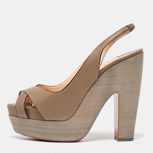 Christian Louboutin Taupe Leather Very Croise Slingback Platform Sandals Size 36.5 - Christian Louboutin - Modalova