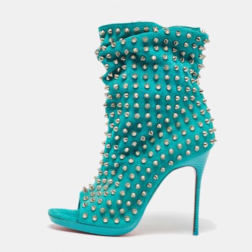 Christian Louboutin Aqua Blue Suede Guerilla Spiked Ankle Length Boots Size 36 - Christian Louboutin - Modalova